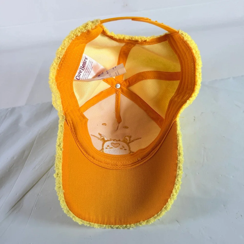 Care Bears Funshine Bear Sherpa Plush Hat Baseball Cap Ears Snapback NWT